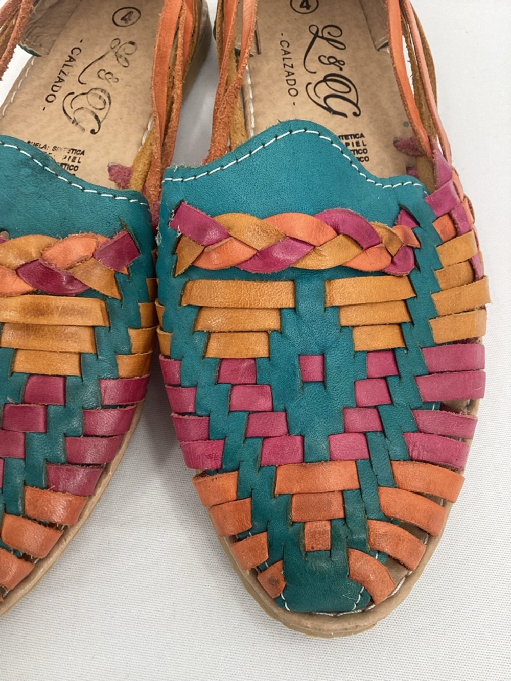 Colorful Woven Leather Huarache  Sandals - Multicolor - Picture 7 of 8